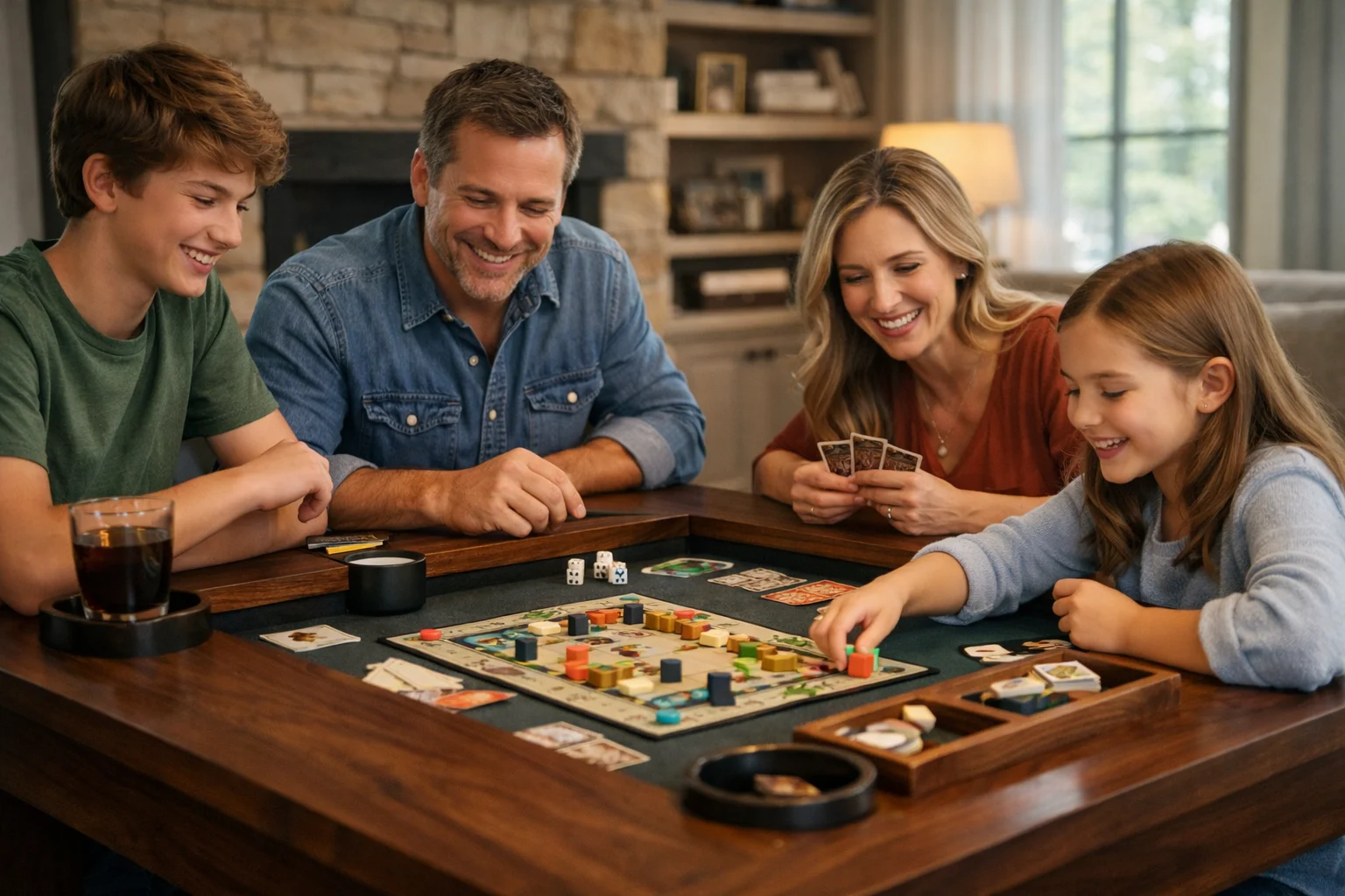 Een gezin speelt samen Bordiva aan de eettafel